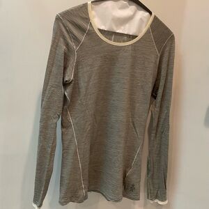 Smartwool, black/white striped long sleeve top, XS